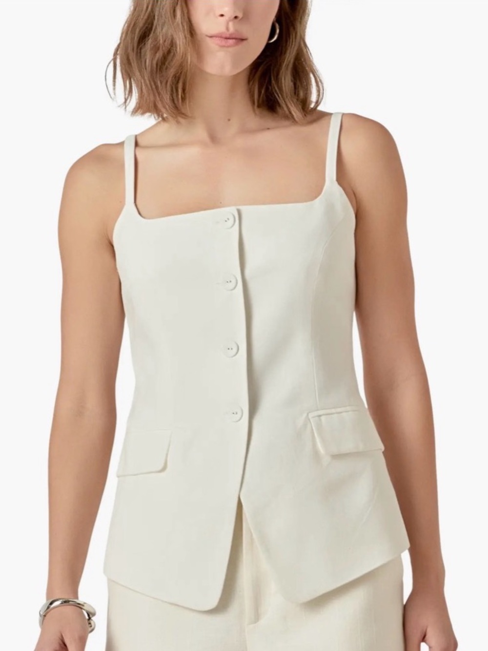 English Factory Women’s Cutaway Hem Vest Button Up (Small) NWT